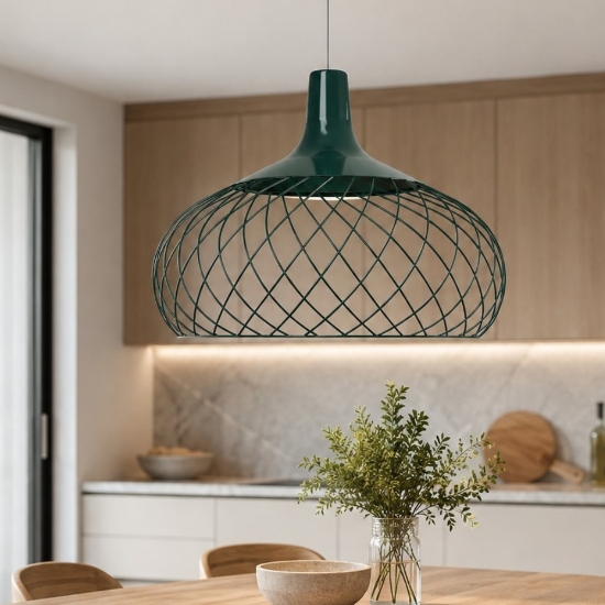 Mongolfier stilnovo lampadario blu petrolio led 2700k dimmerabile