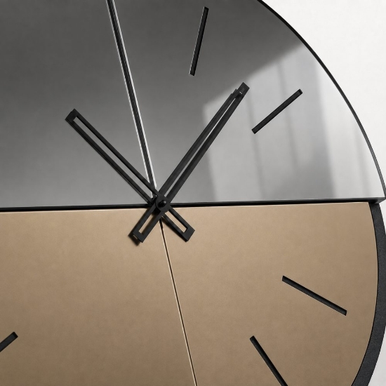 Orologio moderno a parete effetto specchio fume e bronzo per soggiono 60x75 cm
