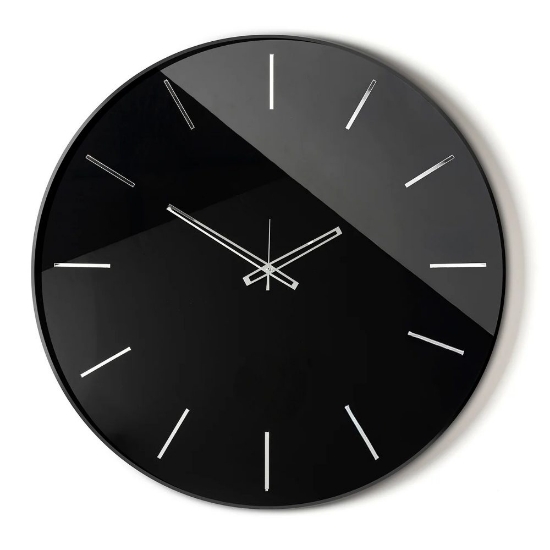 Orologio nero da parete moderno rotondo effetto specchio 45 cm