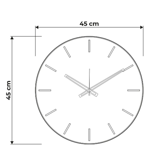 Orologio nero da parete moderno rotondo effetto specchio 45 cm