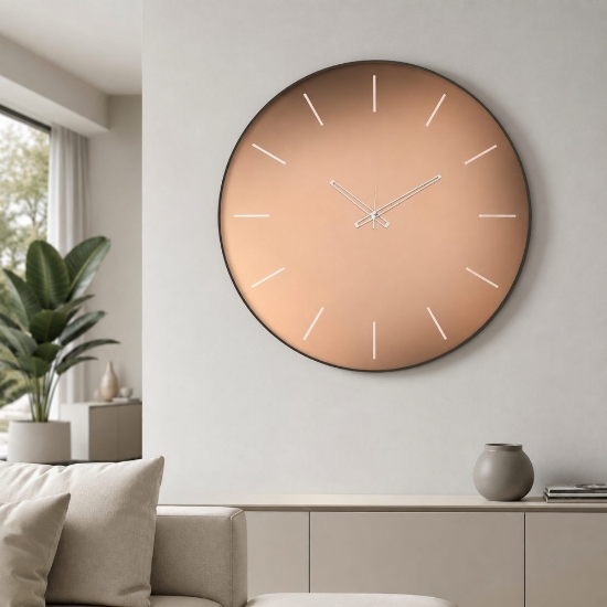 Orologio moderno per parete rotondo vetro velour rosa 45cm