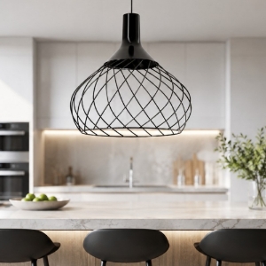 Lampada a sospensione design nichel led 2700k dimmerabile mongolfier stilnovo