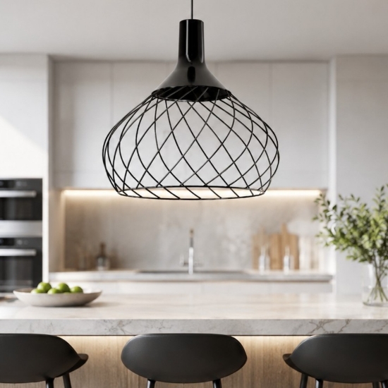 Lampada a sospensione design nichel led 2700k dimmerabile mongolfier stilnovo