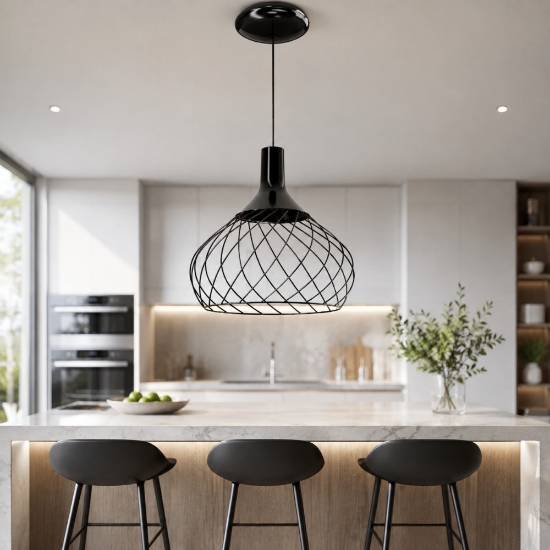 Lampada a sospensione design nichel led 2700k dimmerabile mongolfier stilnovo