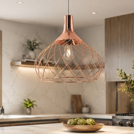 Lampada a sospensione design rame dimmerabile led 2700k stilnovo mongolfier
