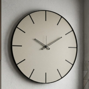 Orologio moderno a parete rotondo nero e avorio 45cm