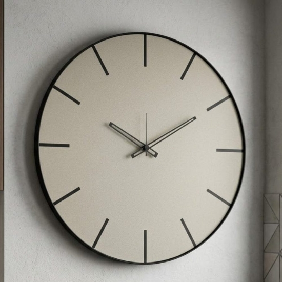 Orologio moderno a parete rotondo nero e avorio 45cm