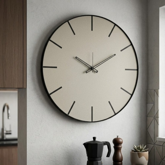 Orologio moderno a parete rotondo nero e avorio 45cm