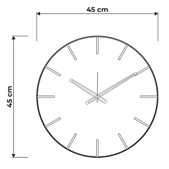Orologio moderno a parete rotondo nero e avorio 45cm