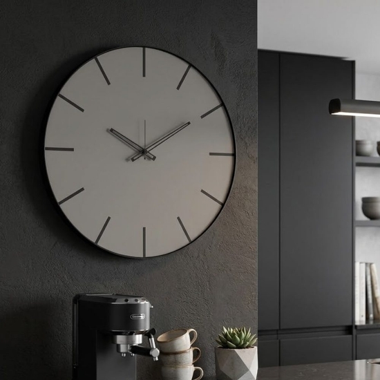 Orologio da parete moderno rotondo nero e fango 45cm
