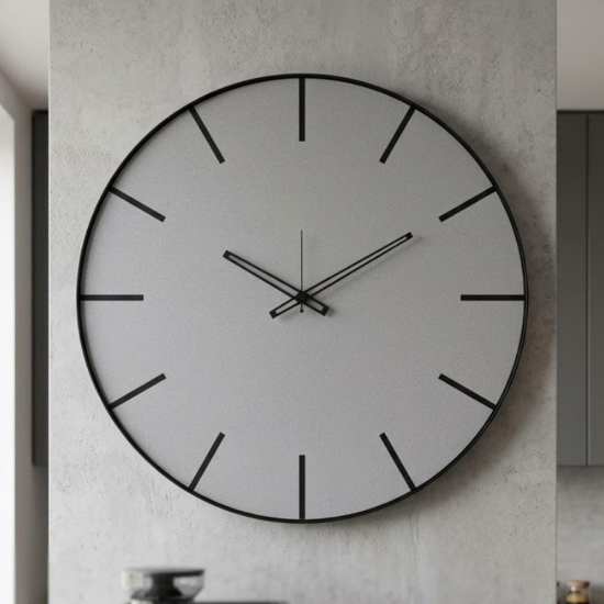 Orologio moderno da parete rotondo nero alluminio 60cm