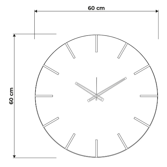 Orologio moderno da parete rotondo nero alluminio 60cm