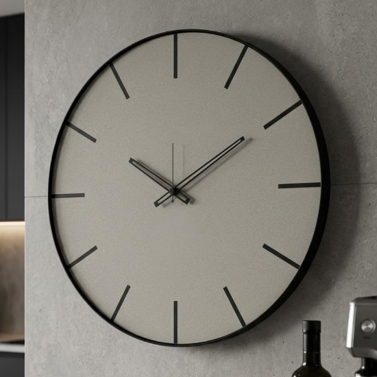 Orologio rotondo da cucina moderna nero e avorio 60cm