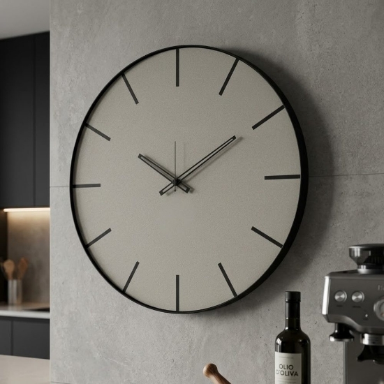 Orologio rotondo da cucina moderna nero e avorio 60cm