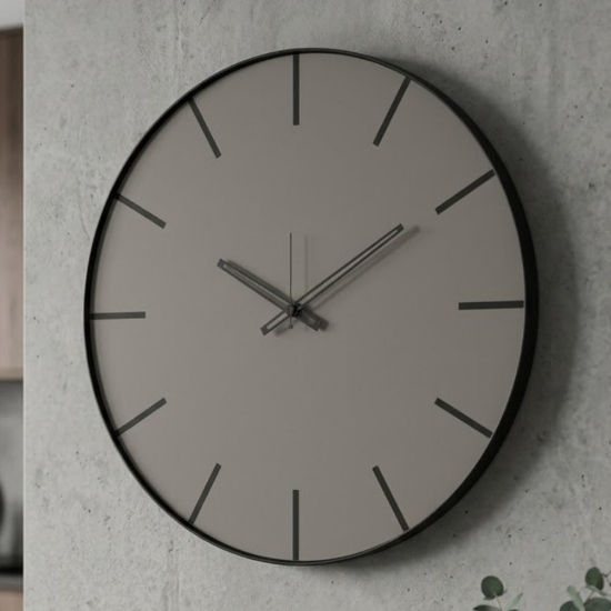 Orologio cucina moderna rotondo design minimal nero fango 60cm