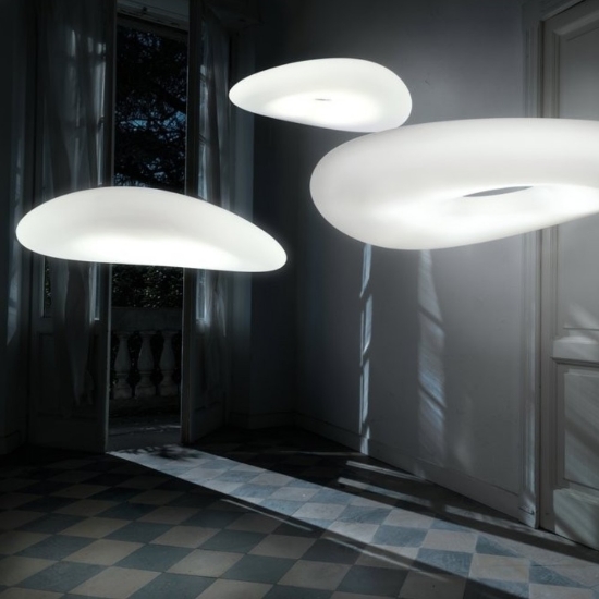 Lampadario moderno bianco led 23w 3000k dimmerabile stilnovo mr magoo