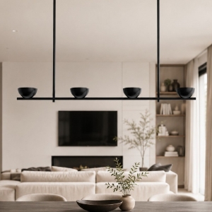 Lampadario moderno nero opaco nido stilnovo 4 luci