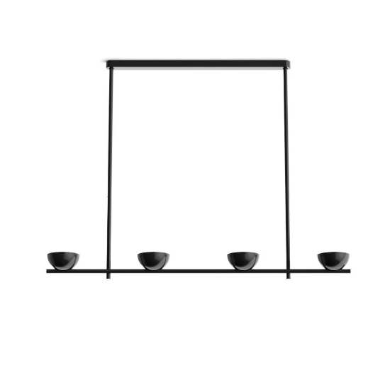 Lampadario moderno nero opaco nido stilnovo 4 luci
