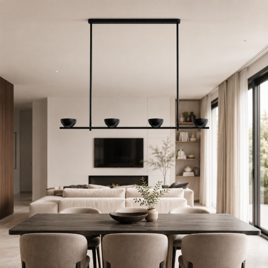 Lampadario moderno nero opaco nido stilnovo 4 luci