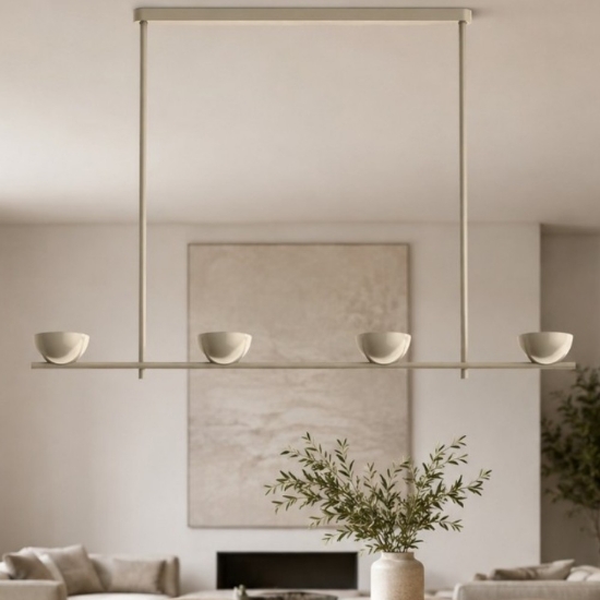 Nido stilnovo lampadario moderno beige led 2700k dimmerabile