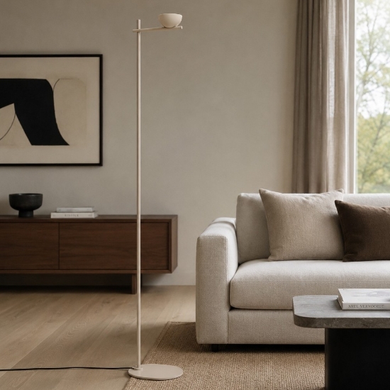 Nido stilnovo piantana da terra design beige led 25w 2700k dimmerabile