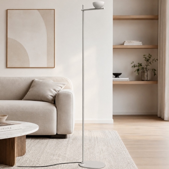 Lampada da terra moderna bianca opalino led 25w 2700k cri90 dimmerabile touch