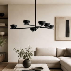 Lampadario moderno nero led 54w 2700k dimmerabile stilnovo nido
