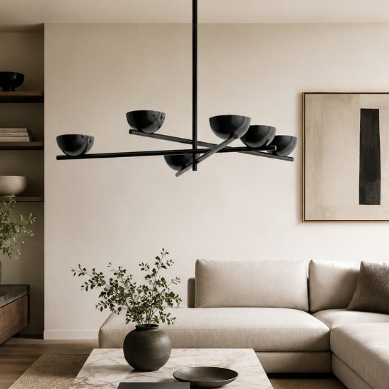 Lampadario moderno nero led 54w 2700k dimmerabile stilnovo nido