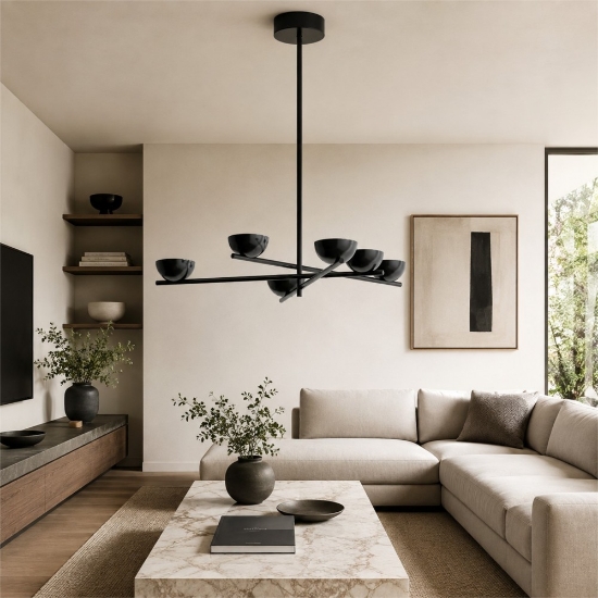 Lampadario moderno nero led 54w 2700k dimmerabile stilnovo nido
