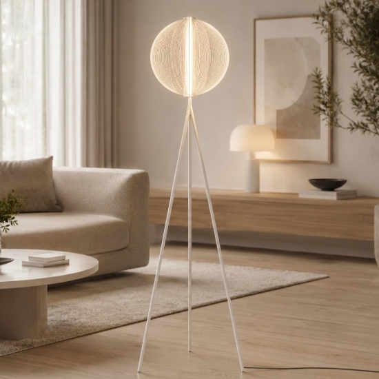 Lampada da terra piantana moderna bianca led 2700k push-dim stilnovo papylia