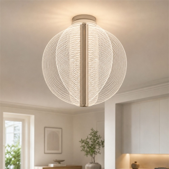 Plafoniera moderna beige vetro led 2700k stilnovo papylia