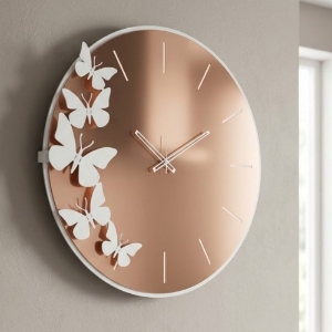 Orologio rotondo da parete moderno rosa design farfalle 70cm