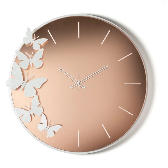 Orologio rotondo da parete moderno rosa design farfalle 70cm