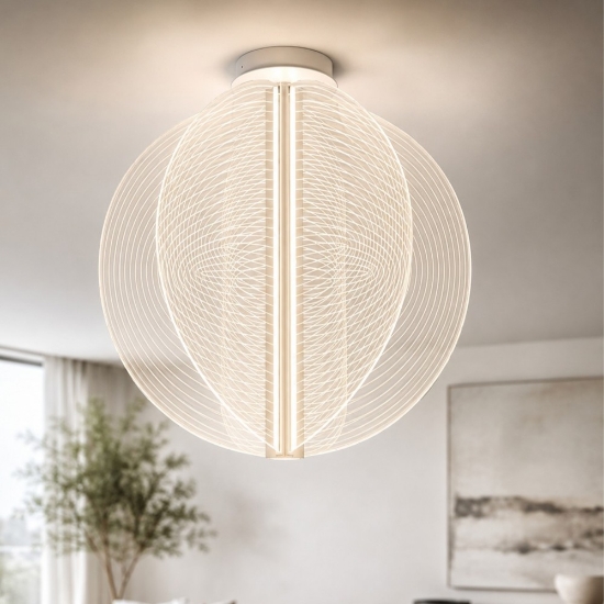 Stilnovo papylia plafoniera moderna bianca vetro led 2700k dimmerabile
