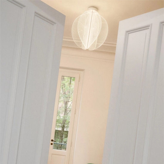 Stilnovo papylia plafoniera moderna bianca vetro led 2700k dimmerabile