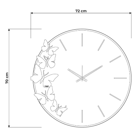 Orologio rotondo da parete ottone moderno farfalle argento