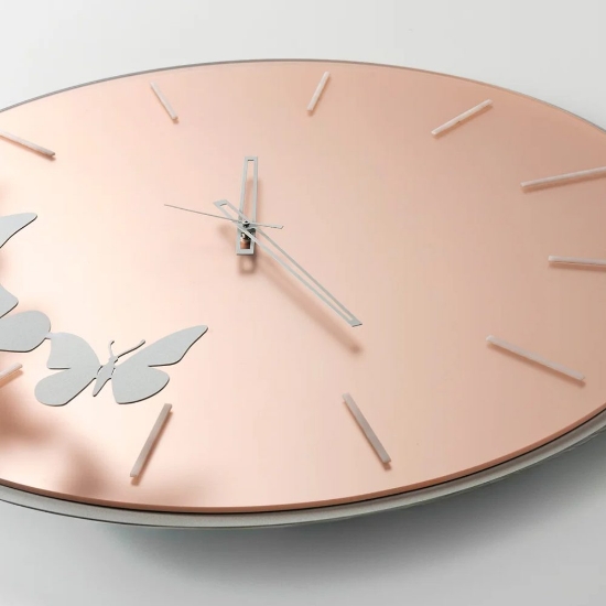 Orologio rotondo da parete moderno rosa design farfalle 70cm