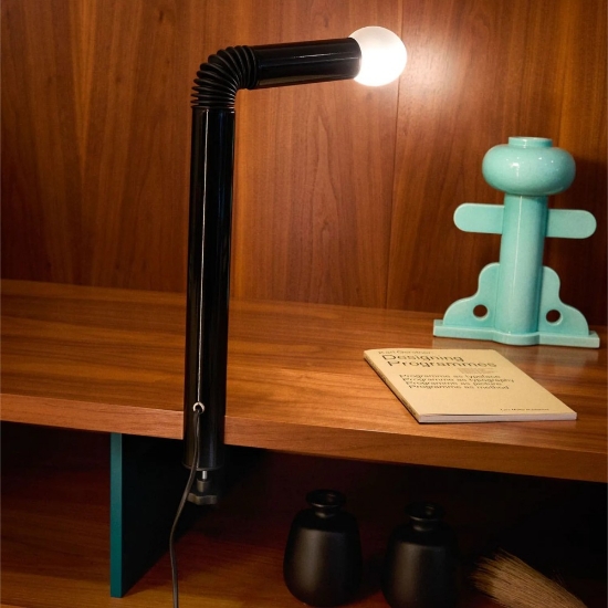 Lampada da tavolo moderna nera grigio stilnovo periscopio