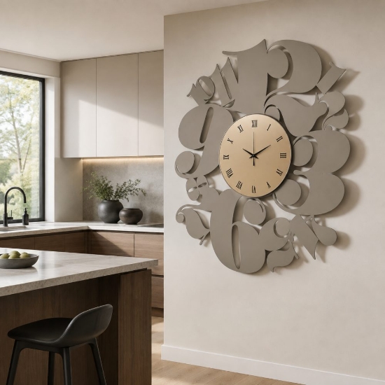 Orologio da cucina moderno fango e ottone satinato