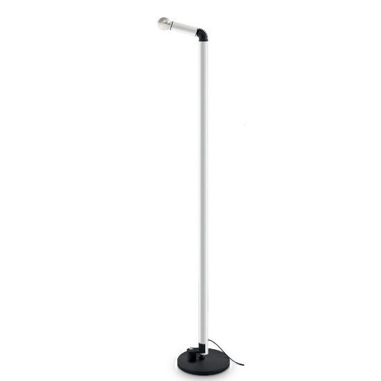 Lampada da terra moderna bianca orientabile periscopio stilnovo
