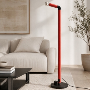 Lampada da terra moderna rossa orientabili stilnovo periscopio