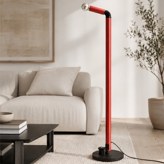 Lampada da terra moderna rossa orientabili stilnovo periscopio