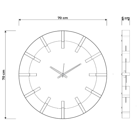 Orologio rotondo da parete fango alluminio e dettagli legno faggio 70cm