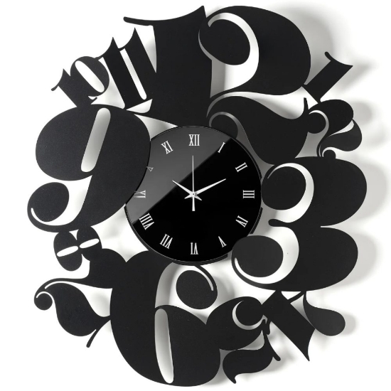 Orologio moderno da parete nero effetto specchio per cucina