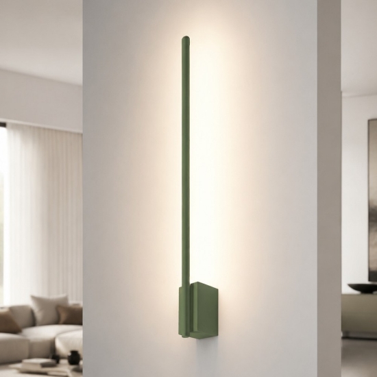 Applique moderna bacchetta verde salvia luce indiretta led 12w cct 3000k 4500k 6500k