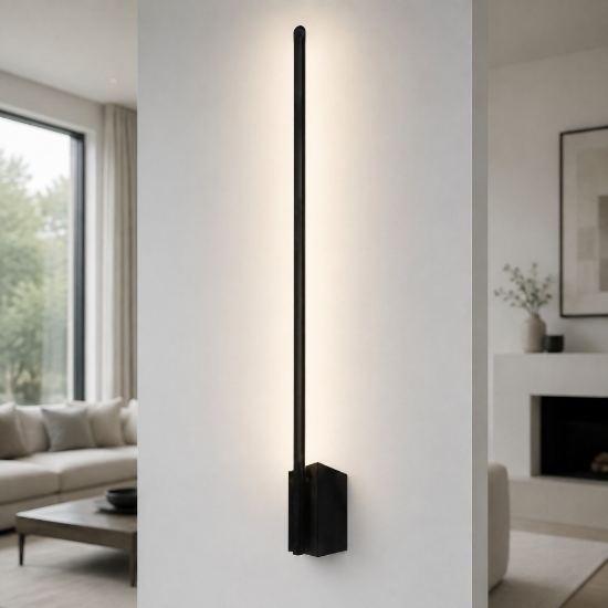 Applique da parete moderna bacchetta nero luce indiretta led 12w cct 3000k 4500k 6500k