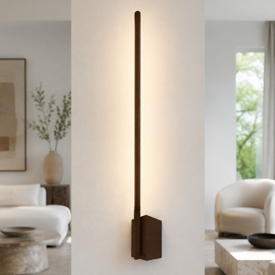 Applique moderna bacchetta ruggineluce indiretta led 12w cct 3000k 4500k 6500k