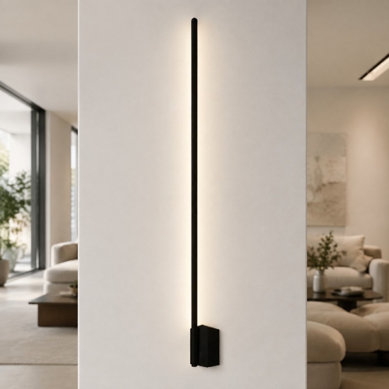 Applique da parete led 20w cct 3000k 4500k 6500k moderna bacchetta nero