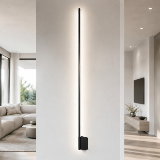 Applique da parete moderna led 28w cct 3000k 4500k 6500k bacchetta nera