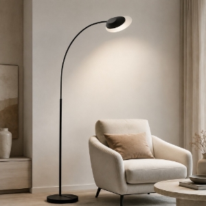 Piantana arco orientabile nera led 25w 3000k dimmerabile per soggiorno moderno